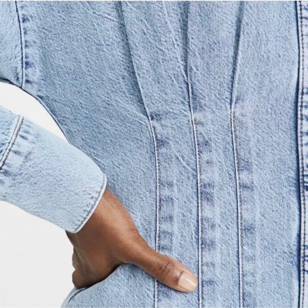Good American Seamed Long Sleeve Denim Shirtdress Size 4 XL Blue Mini - Picture 4 of 15